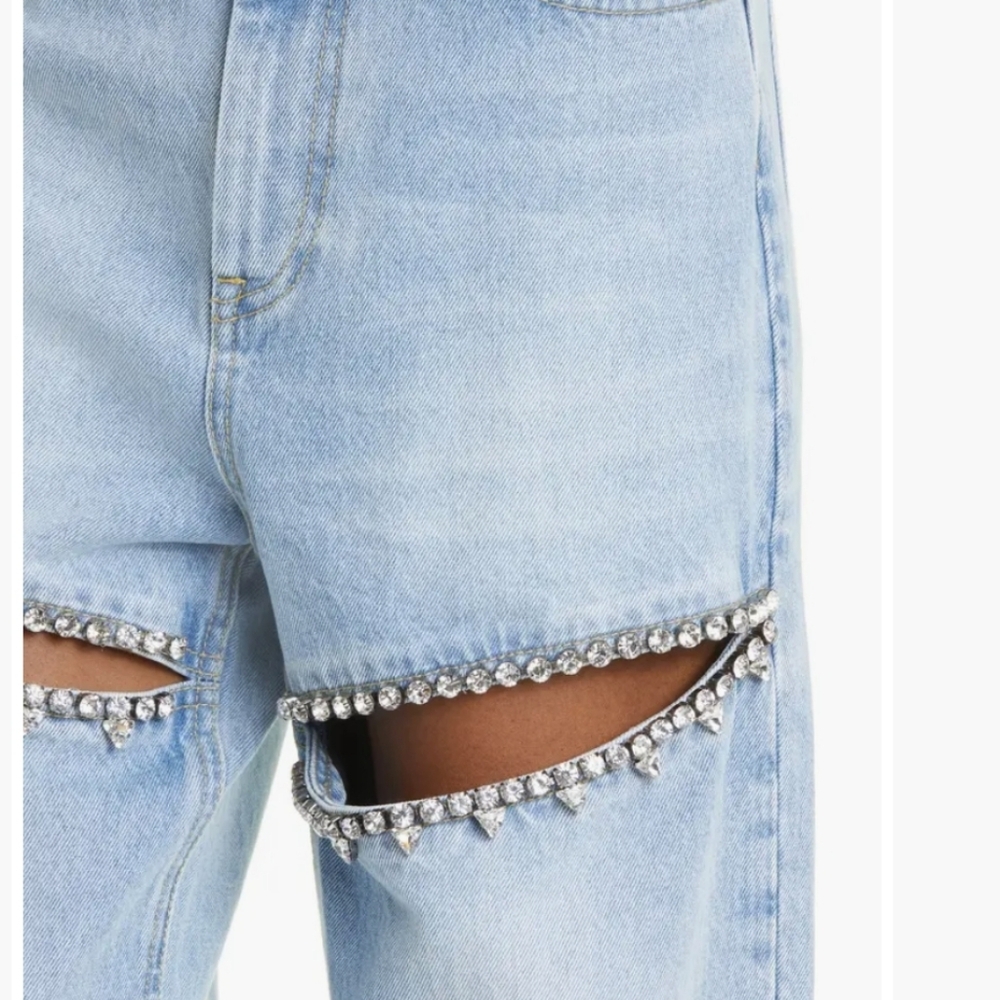 Torn By Ronny Kobo Mariah Crystal Embellished Jeans New Size 25 - Picture 3 of 10